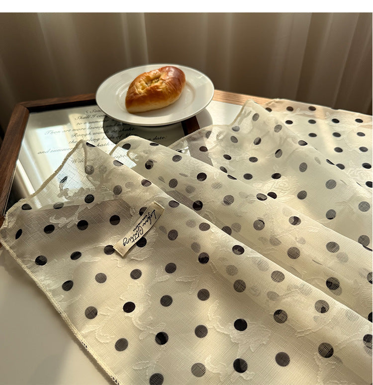 Style 5 Beige Versatile Patterned Square Scarf | 65x65cm Lightweight Polyester Neckerchief Headband | Vintage Polka Dot & Floral