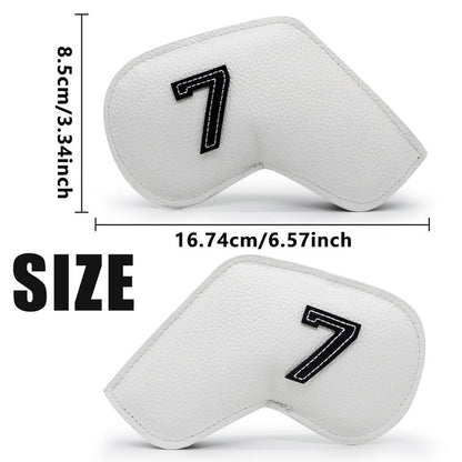 Dark Green Golf Iron Head Covers Set of 10 - Waterproof PU Leather Club Protectors with Embroidered Numbers (3-9, P, A, S)