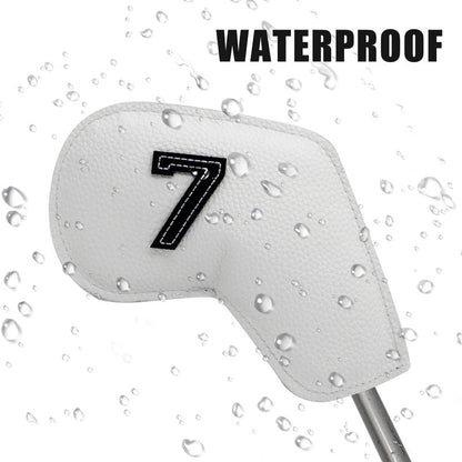 Dark Green Golf Iron Head Covers Set of 10 - Waterproof PU Leather Club Protectors with Embroidered Numbers (3-9, P, A, S)