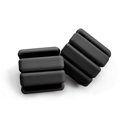 Black Adjustable Silicone Wrist & Ankle Weights - 2lb Pair (900g) | Comfortable Fitness Resistance Bands for Workout, Running, Training