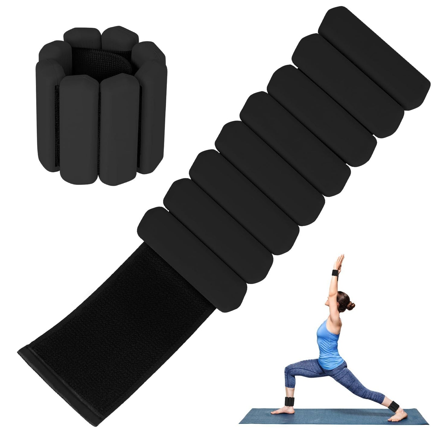 Pink Adjustable Silicone Wrist & Ankle Weights - 2lb Pair (900g) | Comfortable Fitness Resistance Bands for Workout, Running, Training