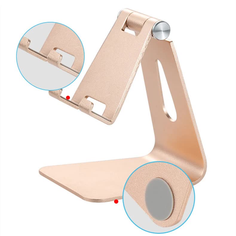2 Pcs Black Foldable Aluminum Alloy Phone & Tablet Stand - Adjustable Portable Desktop Holder