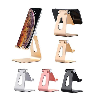 2 Pcs Gold Foldable Aluminum Alloy Phone & Tablet Stand - Adjustable Portable Desktop Holder