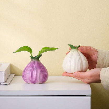 2 Pcs Purple Creative Onion-Shaped Ceramic Vase for Hydroponic Plants - Cute INS Style Floral Decor for Living Room or Office