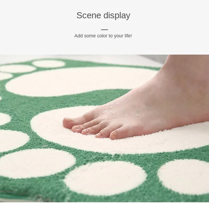 2 Pcs Purple And White Foot-Shaped Plush Bath Mat - Non-Slip Absorbent Bathroom Rug for Bedroom and Doorway (50x80cm)