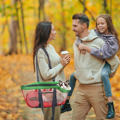 Orange And Grey Lightweight Breathable Mesh Pet Carrier Handbag - Portable Travel Tote for Small Dogs & Cats up to 8kg