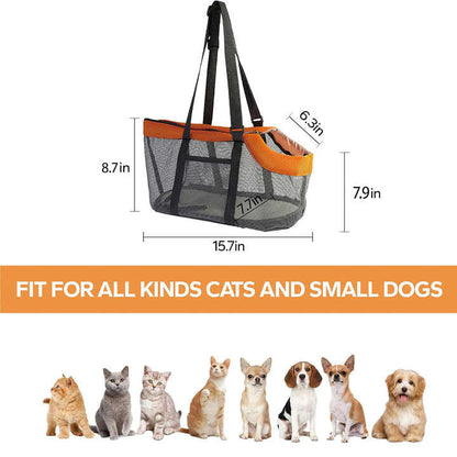 Red And Grey Lightweight Breathable Mesh Pet Carrier Handbag - Portable Travel Tote for Small Dogs & Cats up to 8kg