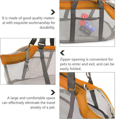 Green And Grey Lightweight Breathable Mesh Pet Carrier Handbag - Portable Travel Tote for Small Dogs & Cats up to 8kg