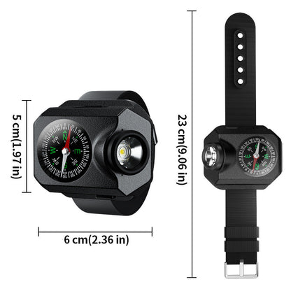XPG Wrist Light for Outdoor Camping - Rechargeable LED Running Light with Compass and Watch for Survival and Adventure