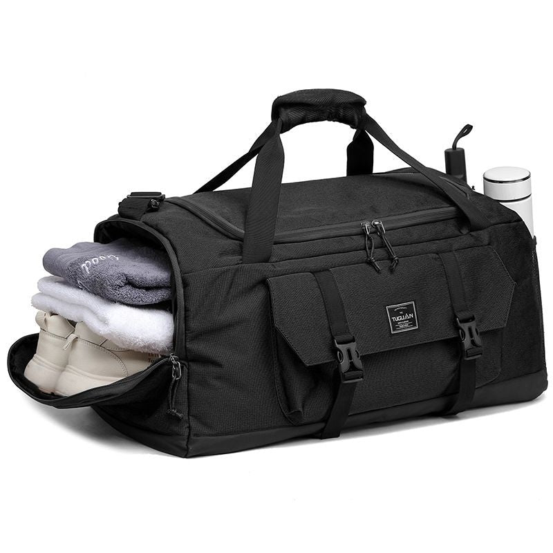 Green Dry Wet Separation Gym Bag - Yoga Fitness Travel Duffel - Shoe Compartment