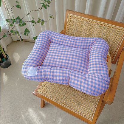 XS Yellow-purple All-Season Pet Bed - Soft Washable Dog & Cat Mat with Comfortable Cushion - Warm Winter Padding for Small to Large Pets