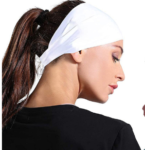 Grey 5-Pack Wide Sports Headbands for Women - Non-Slip Yoga Headwraps with Sweat-Wicking Fabric (88% Nylon+12% Spandex)