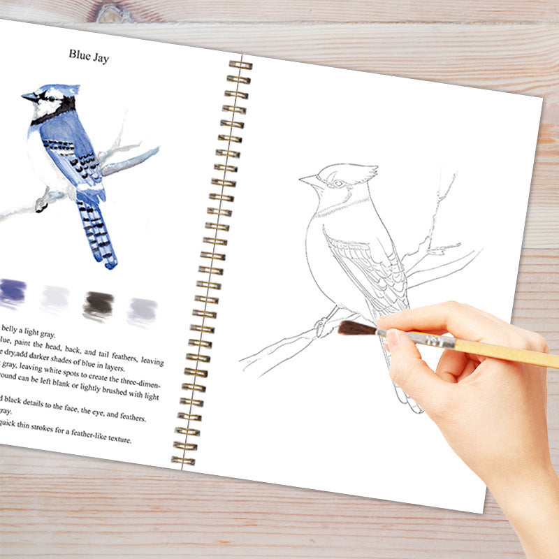 Bird 2-Pack Watercolor Painting Set - Premium Bird-Themed Coloring Books with Watercolor Paints (22.86Ã—16.51cm) - Artist-Grade Workbook Kit