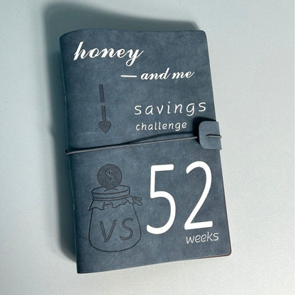 Dark Blue 52-week couple's savings challenge binder - 6-ring financial planner set (2 books)