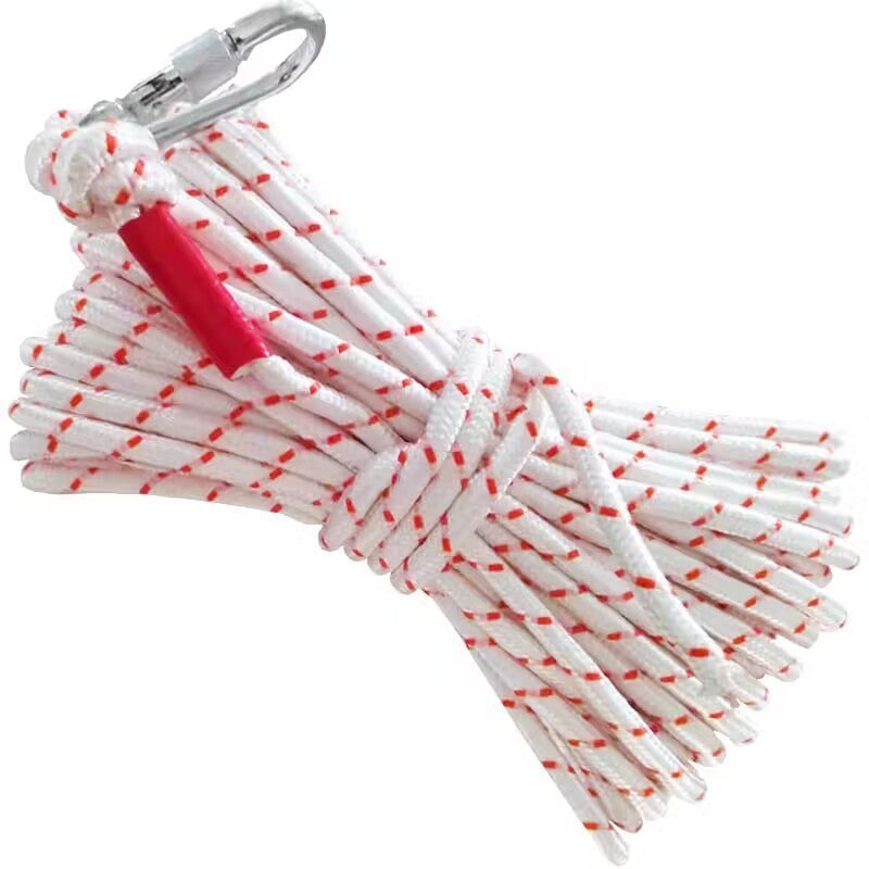Red-white With Wire Core Heavy Duty Adjustable Clothesline Set (4 Pack) - 10m Steel Wire Core Nylon Rope with Hooks for Outdoor & Camping