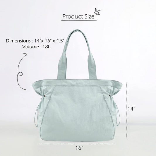 Water-Resistant Tote Bag with Drawstring Side-Cinch and Snap Closure - 18L Capacity Light Blue