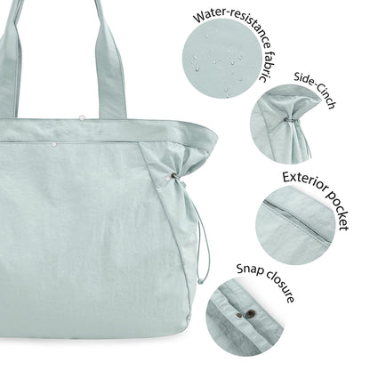 Water-Resistant Tote Bag with Drawstring Side-Cinch and Snap Closure - 18L Capacity Light Blue