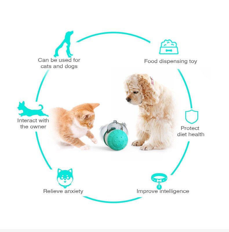 Pet Tumbler Treat Dispenser Ball,Interactive Feeding Toy for Dogs and Cats(Black and white)