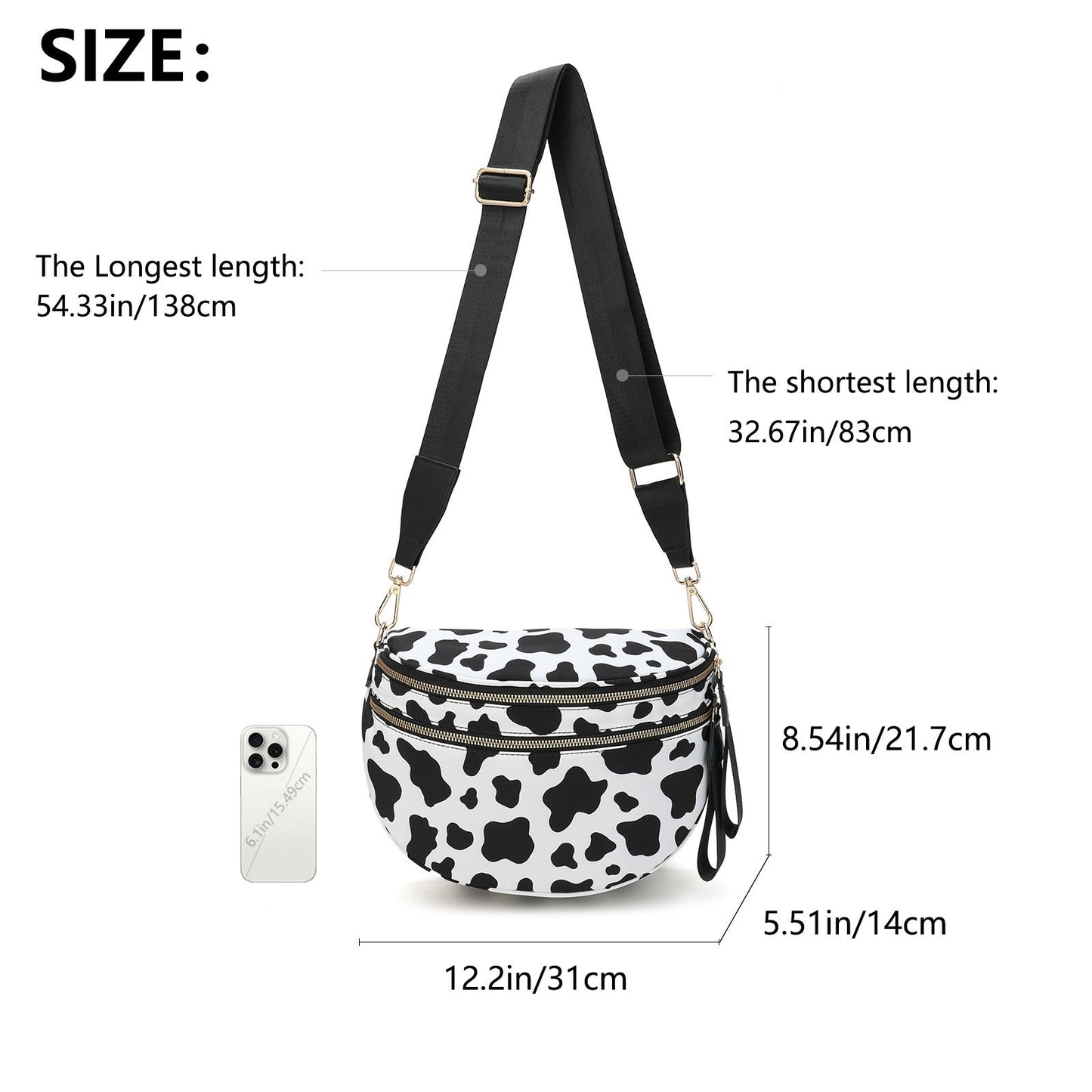 Oxford Cloth Crossbody Bag,Large Capacity Shell-Shaped Fanny Pack with Adjustable Strap(Pink and white plaid)