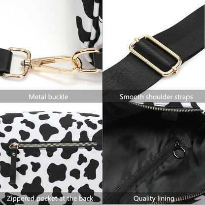 Oxford Cloth Crossbody Bag,Large Capacity Shell-Shaped Fanny Pack with Adjustable Strap(Khaki plaid)