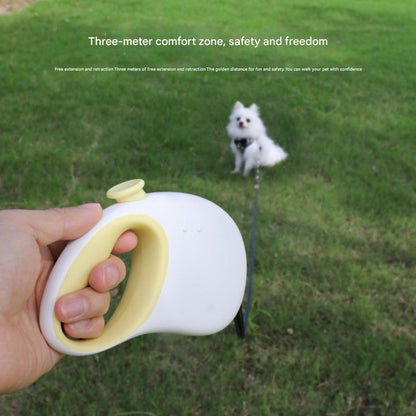 Retractable Dog Leash - Reflective Pet Lead with 3m Extension, One-Button Control(Pink)