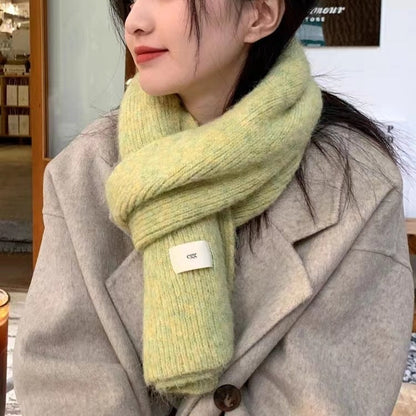 Green Cozy Knit Scarf - Soft Wool-Blend Winter Neck Wrap, Warm and Stylish