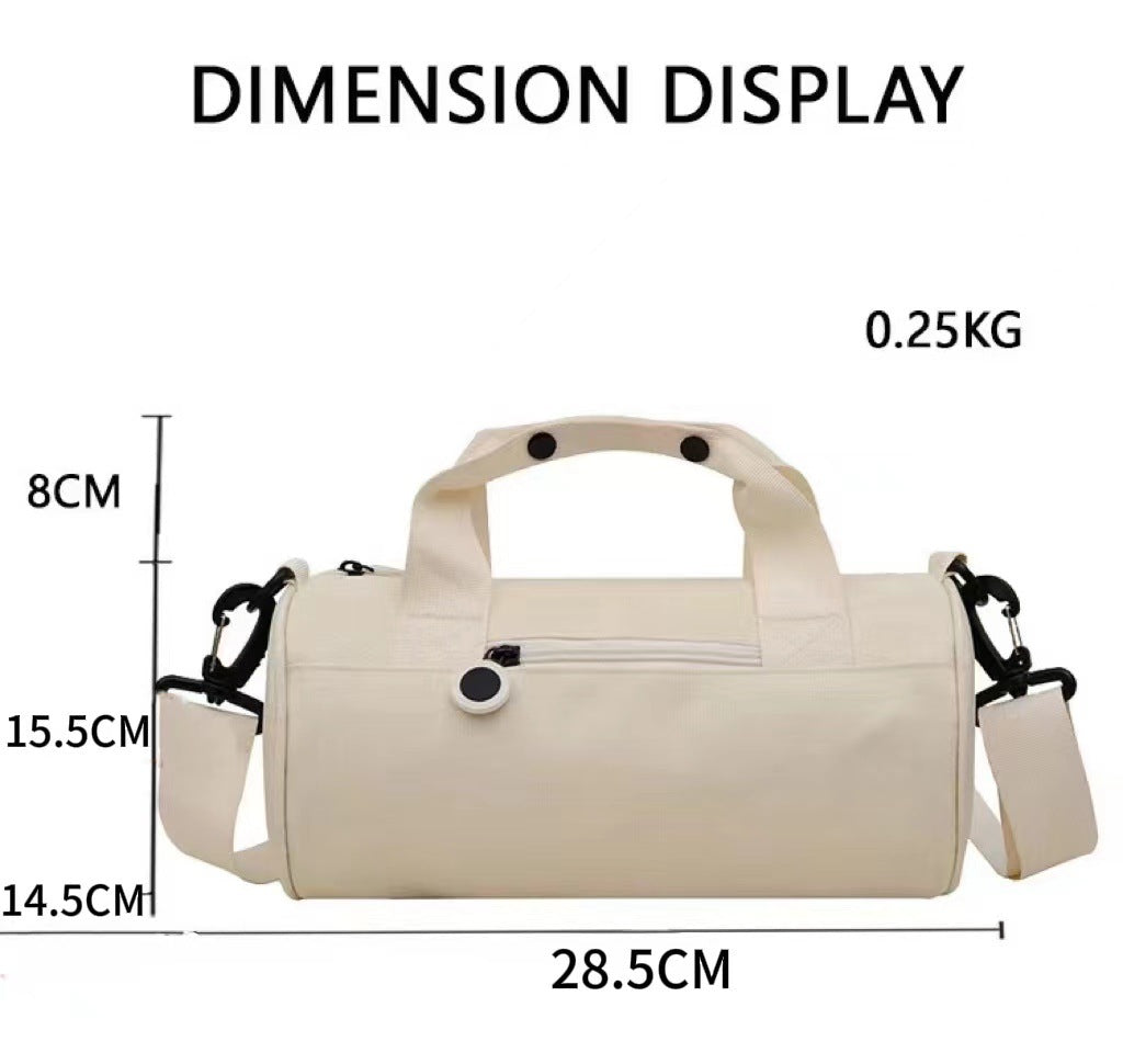 Waterproof Oxford Cylindrical Travel Bag - Large Capacity Handbag with Shoulder Strap(White)