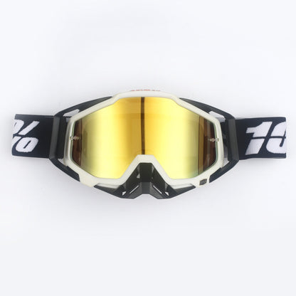 White Black Motorcycle Goggles - UV-Protective Anti-Dust Riding Glasses for Outdoor Sports(Red lenses)