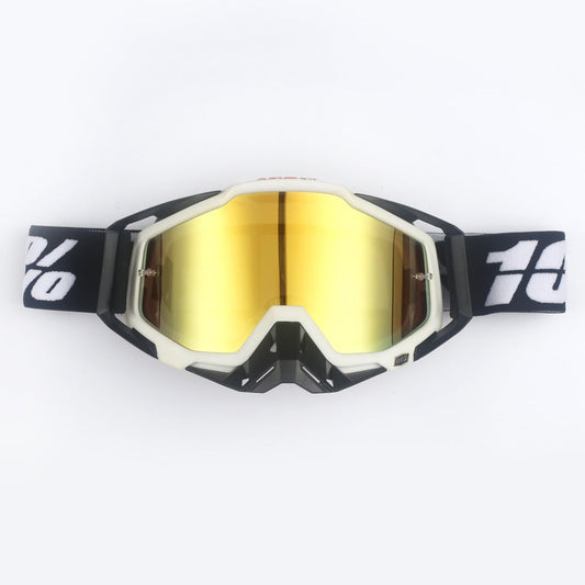 White Black Motorcycle Goggles - UV-Protective Anti-Dust Riding Glasses for Outdoor Sports(Red lenses)