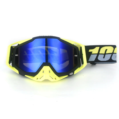 Black and yellow Motorcycle Goggles - UV-Protective Anti-Dust Riding Glasses for Outdoor Sports(Blue lenses)