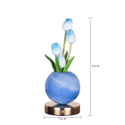 White Tulip Night Light - Floral Table Lamp for Bedroom Ambiance
