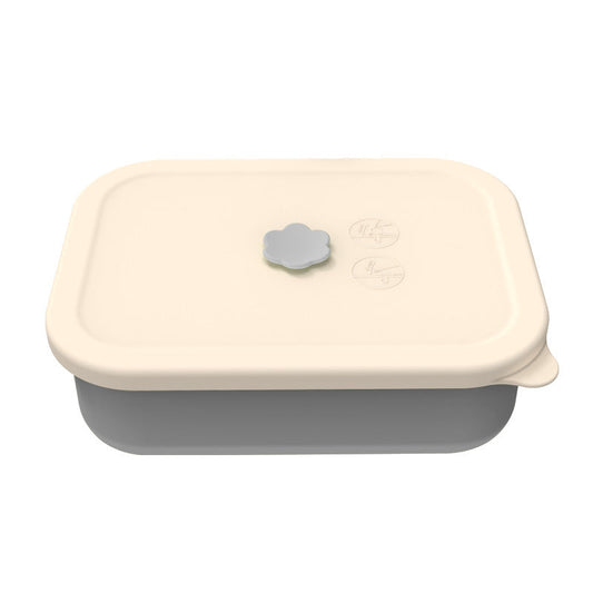 Gray Microwave-Safe Silicone Lunch Box with 4 Compartments - Airtight Bento Box for Work and Travel