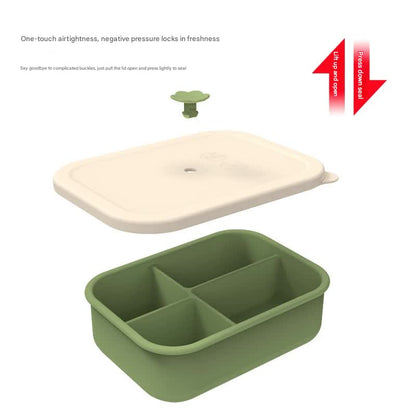 Yellow Microwave-Safe Silicone Lunch Box with 4 Compartments - Airtight Bento Box for Work and Travel