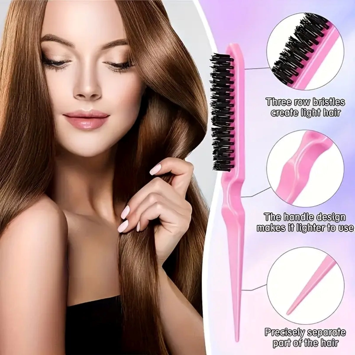 Complete Hair Styling Kit with Detangling Brushes, Combs, Spray Bottle, and Accessories(Purple)