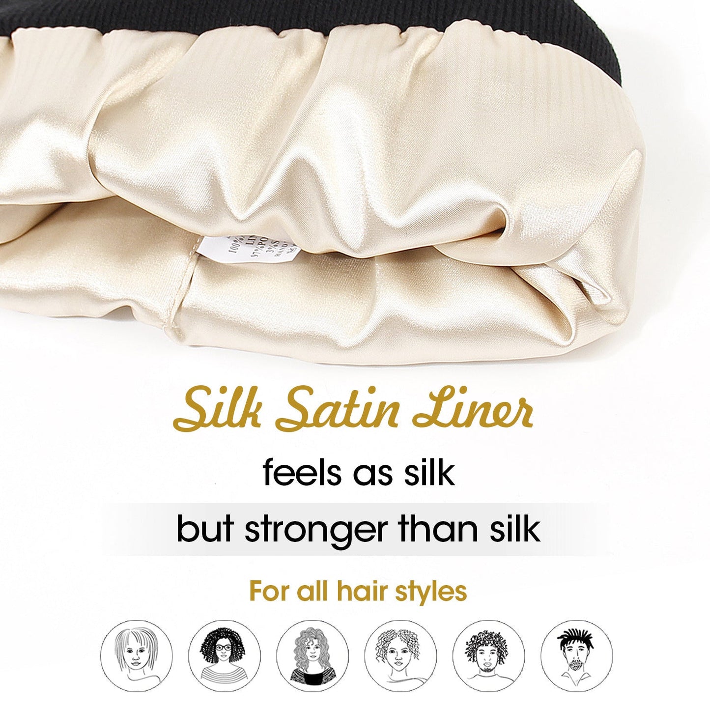 Premium Warm Beanie with Silk Satin Lining(Caramel)