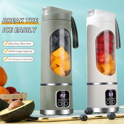 Portable Electric Juicer Blender - 450ml USB Rechargeable Smoothie Maker with 12 Blades(Green)