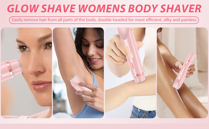 2-in-1 Ladies Electric Shaver & Trimmer - IPX7 Waterproof, USB-C Rechargeable, Dual Head Design(pink)