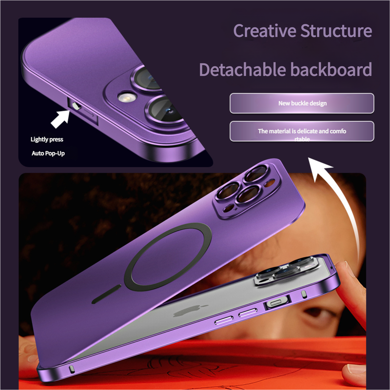 Innovative Detachable Backplate Case for iPhone 14 Pro Max with Strong MagSafe Compatibility(silver)
