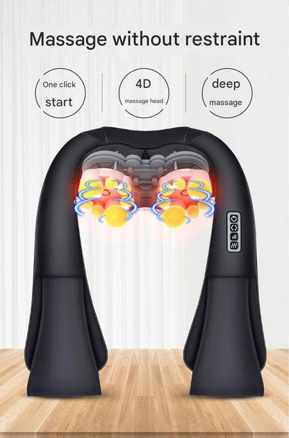 Deep Kneading Shiatsu Neck & Shoulder Massager with Heat - USB Rechargeable Ergonomic Design(Gray and black)