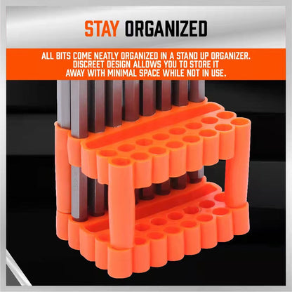 32-Piece Extra Long Screwdriver Bit Set - 150mm S2 Steel Bits with Organizer Stand