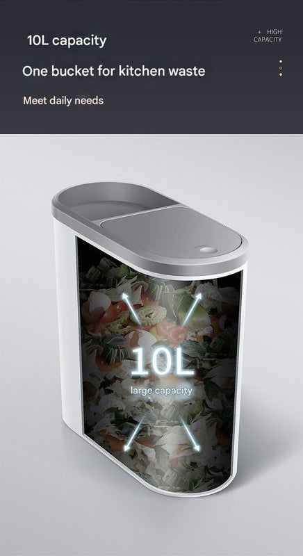 Slim Press-Top Trash Can with Top Storage Compartment - Narrow Design for Bathroom & Small Spaces(White cover + ash bucket)
