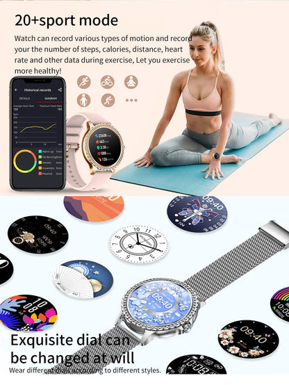 Elegant Women's Smartwatch,HD Touchscreen, Bluetooth Calls, Health Monitoring(Black)