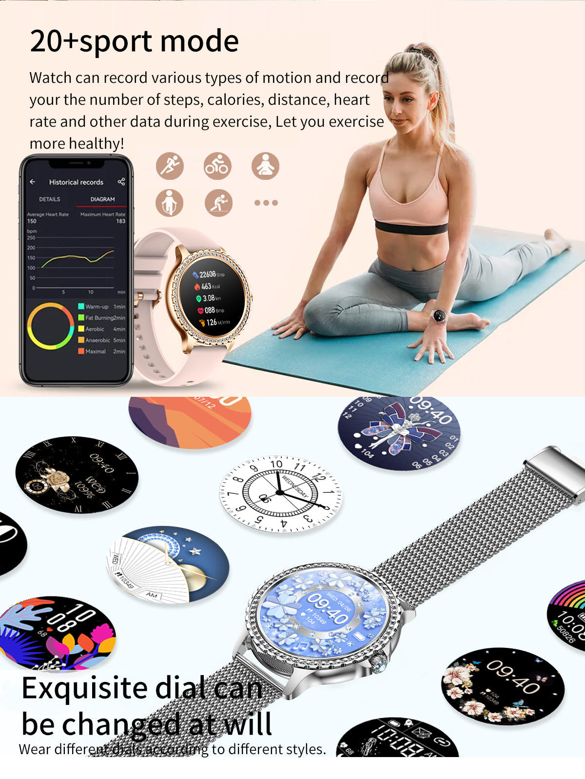 Elegant Women's Smartwatch,HD Touchscreen, Bluetooth Calls, Health Monitoring(Black Thin Steel Strip)