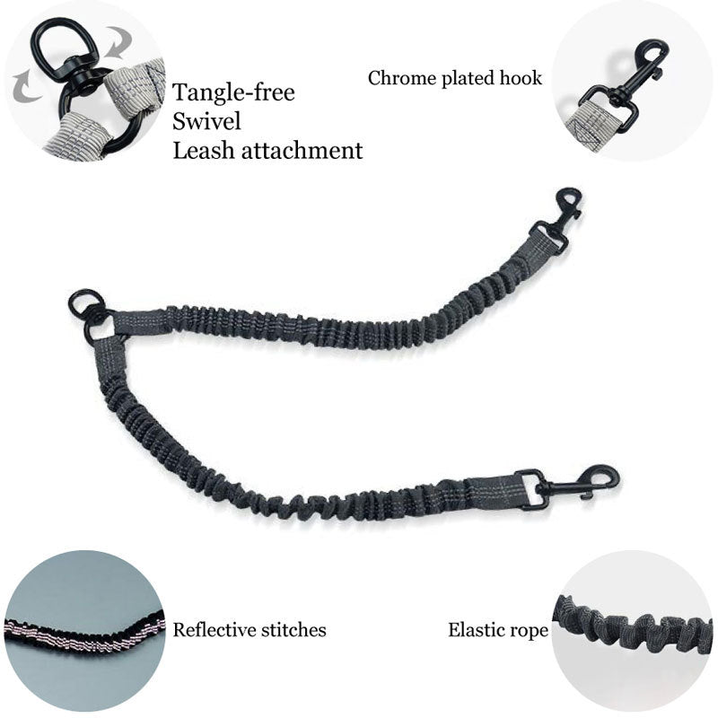 Red Pet Double-Ended Rope + 1.5M Leash - Easy to walk two dogs, tangle-free design