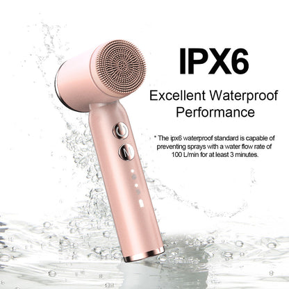 White 6-in-1 Electric Facial Cleansing Brush Set - Rechargeable & Waterproof