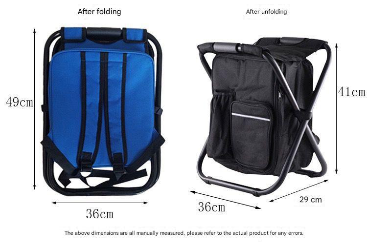 Black Insulated Cooler Backpack Chair - Foldable Stool for Picnics & BBQ