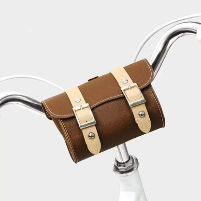 PU Leather Cycling Pouch - Retro Style for Bicycle Handlebars or Saddle