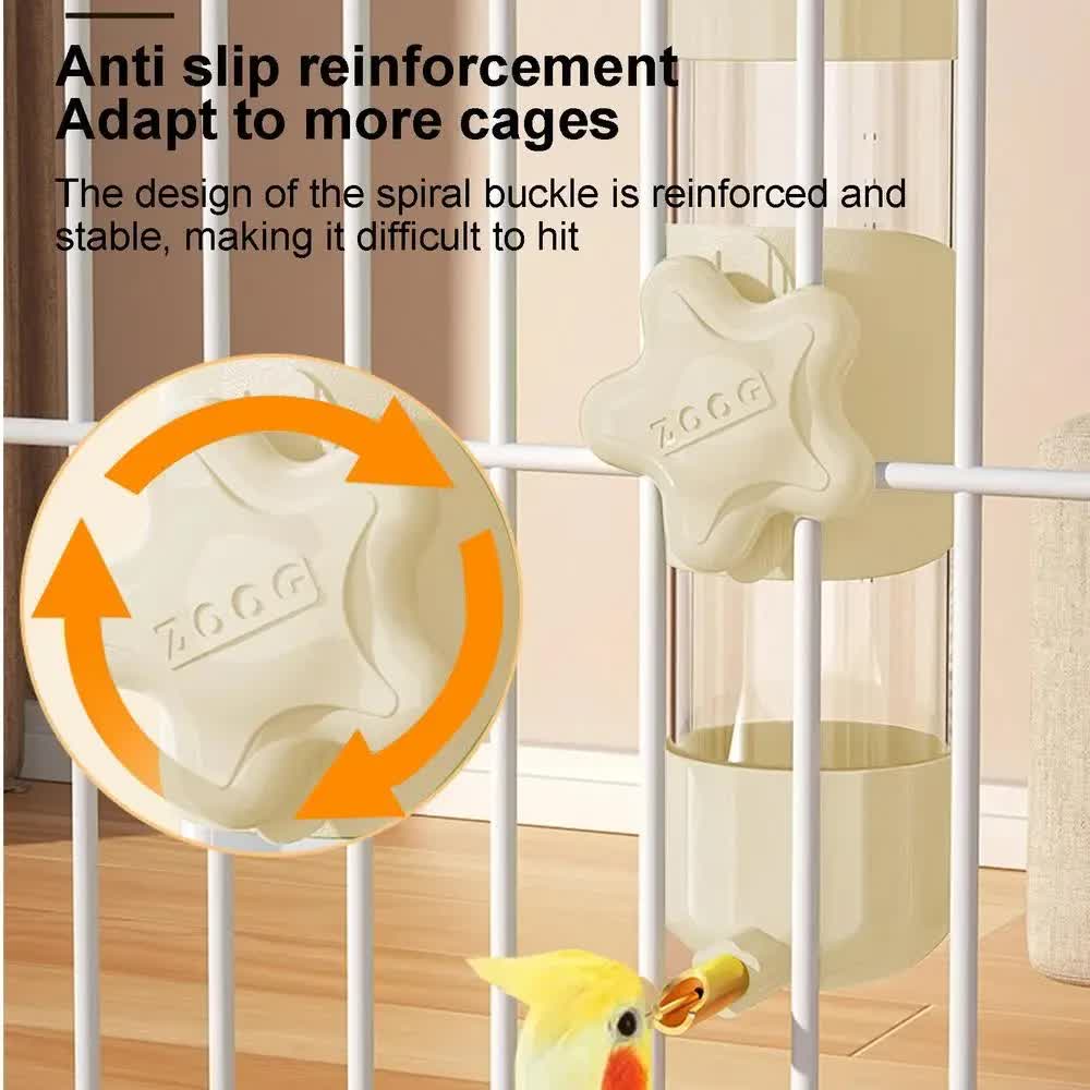 Grey Automatic Bird Water Feeder Bottle (200ml) - Leakproof No-Drip Dispenser for Parrots
