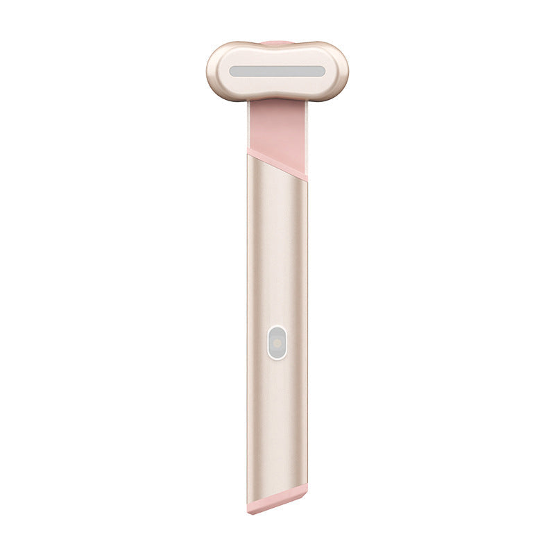 Rose Gold Electric Eye Massager Pen with Red & Blue Light Therapy - Heated Vibration Wand