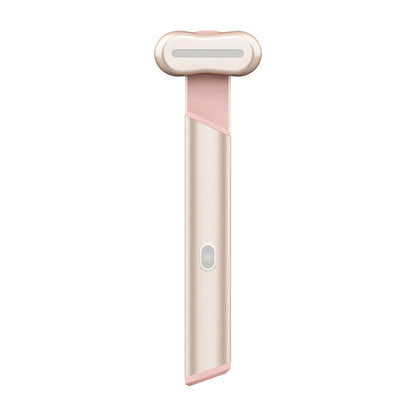 Rose Gold Electric Eye Massager Pen with Red & Blue Light Therapy - Heated Vibration Wand